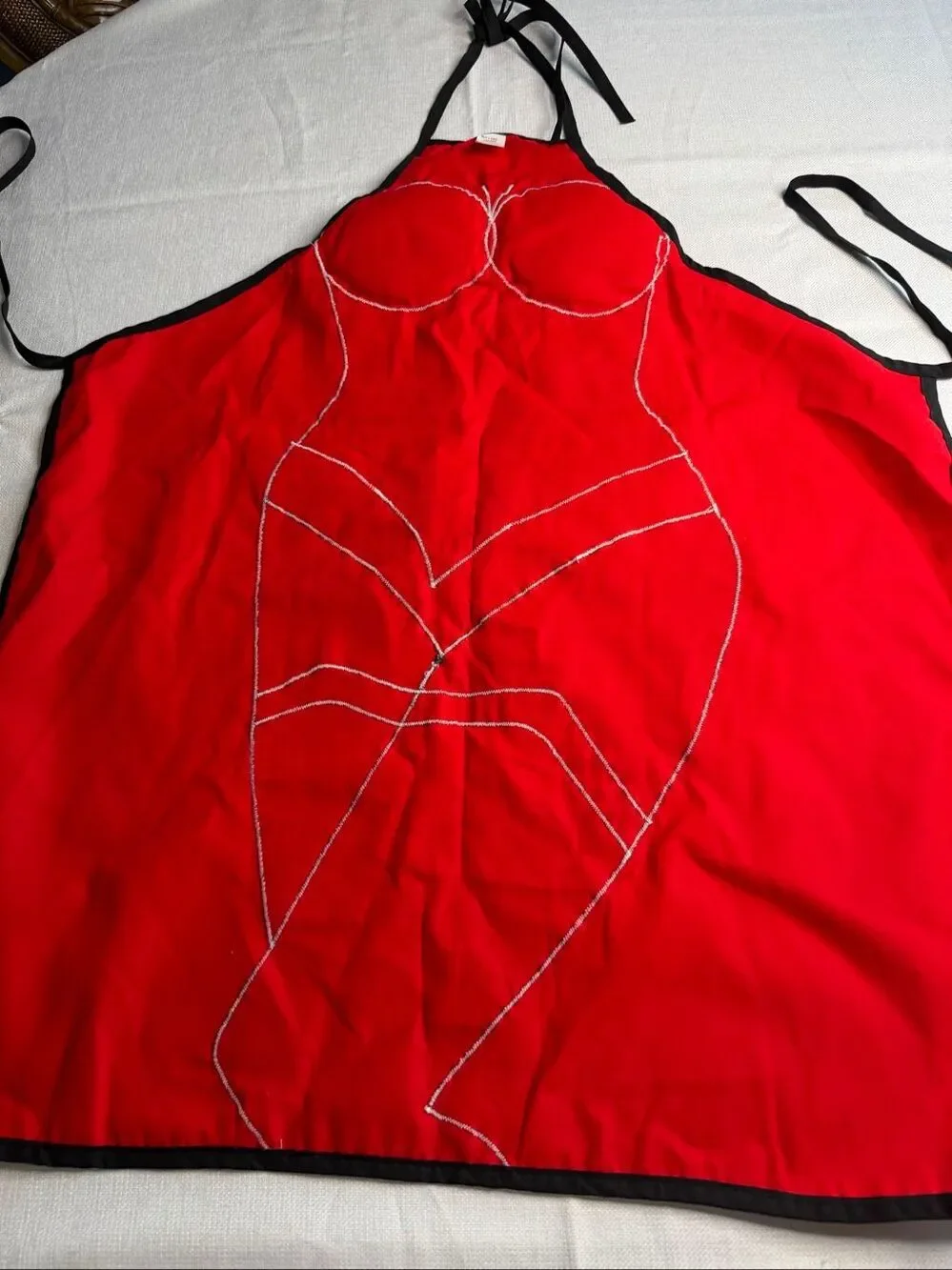 Mullins Square Lingerie Pin Up Novelty Apron Black Lace Red One Size